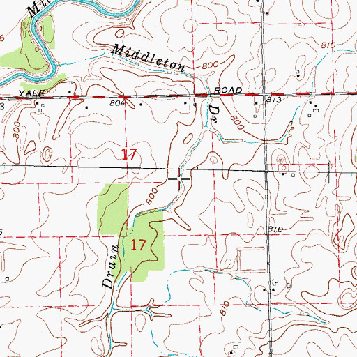 Topographic Map of Middleton Drain, MI