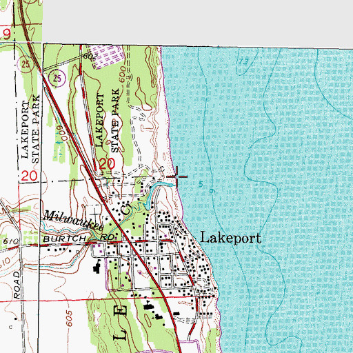 Topographic Map of Milwaukee Creek, MI