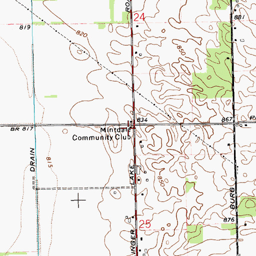 Topographic Map of Mintdale Community Club, MI
