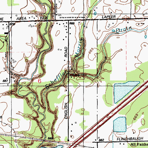 Topographic Map of Morris Drain, MI