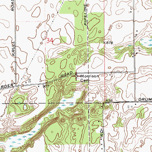 Topographic Map of Morrison Cemetery, MI