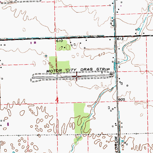 Topographic Map of Motor City Drag Strip, MI