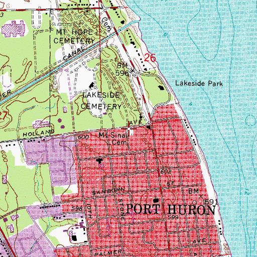 Topographic Map of Mount Sinai Cemetery, MI