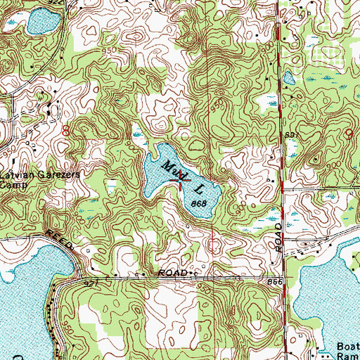 Topographic Map of Mud Lake, MI