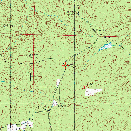 Topographic Map of Matsonville (historical), AL