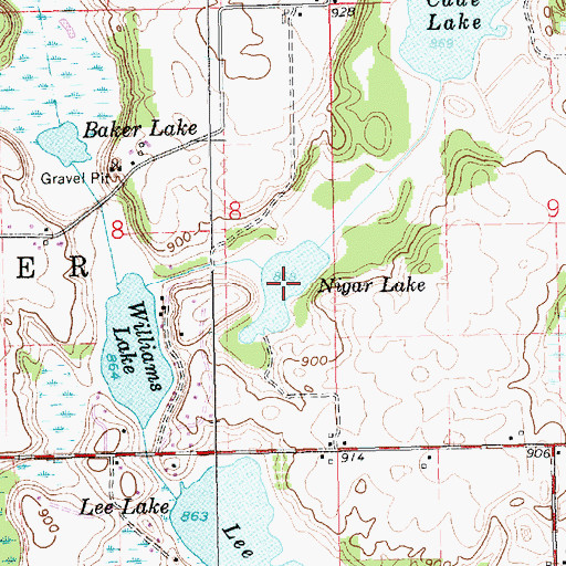 Topographic Map of Dark Lake, MI