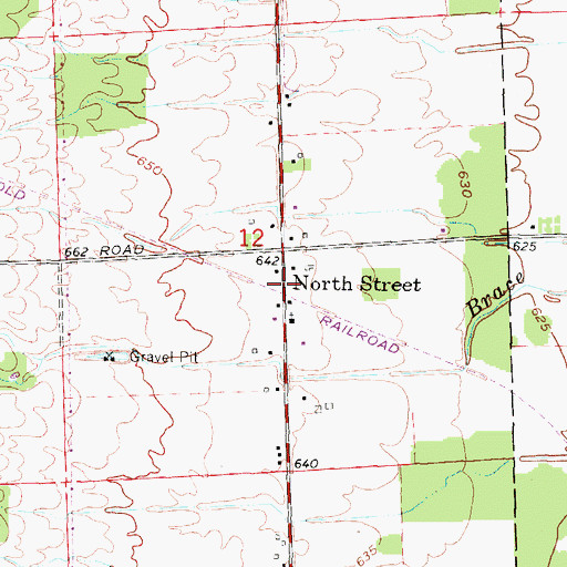Topographic Map of North Street, MI