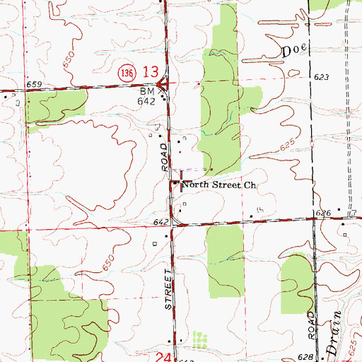 Topographic Map of North Street Church, MI