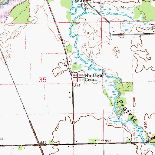 Topographic Map of Nottawa Cemetery, MI