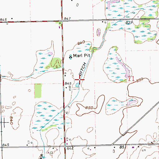 Topographic Map of Nottawa Ditch, MI