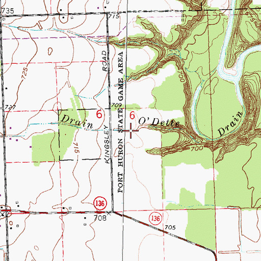 Topographic Map of O'Dette Drain, MI