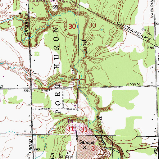 Topographic Map of O'Loughlin Drain, MI