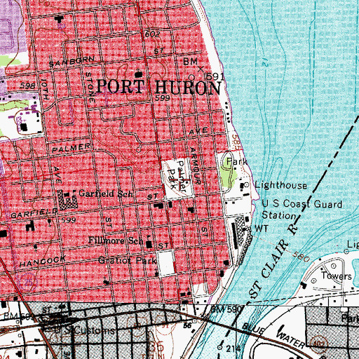 Topographic Map of Palmer Park, MI