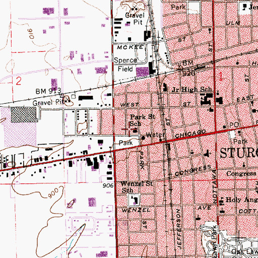 Topographic Map of Park Street School, MI