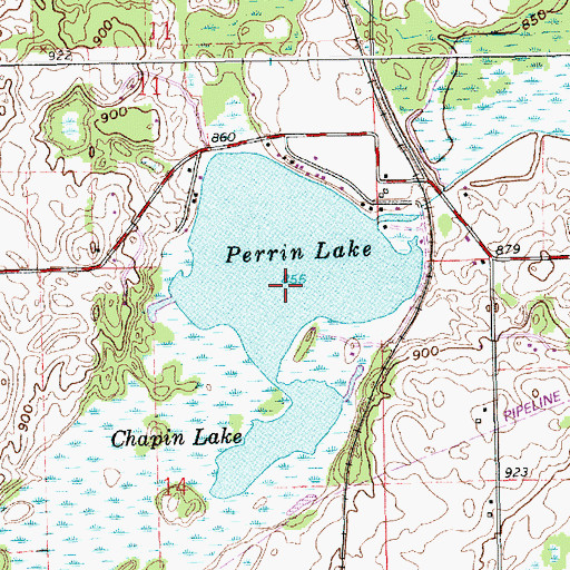 Topographic Map of Perrin Lake, MI
