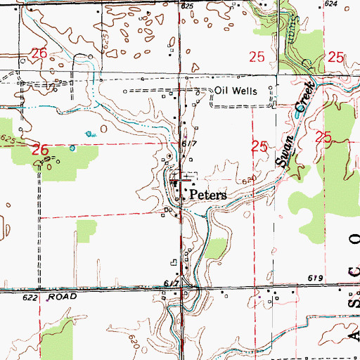 Topographic Map of Peters, MI