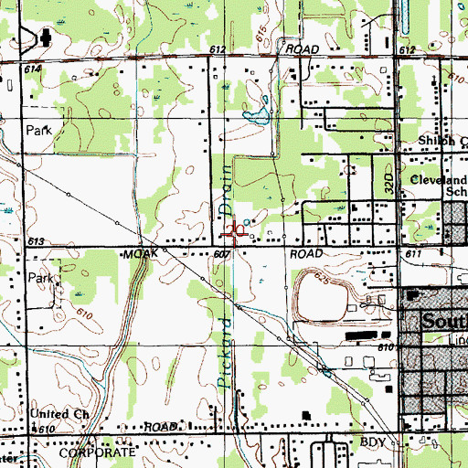Topographic Map of Pickard Drain, MI