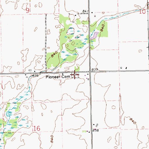 Topographic Map of Pioneer Cemetery, MI
