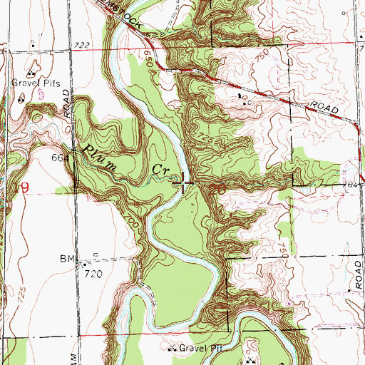 Topographic Map of Plum Creek, MI