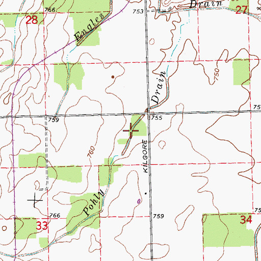 Topographic Map of Pohly Drain, MI