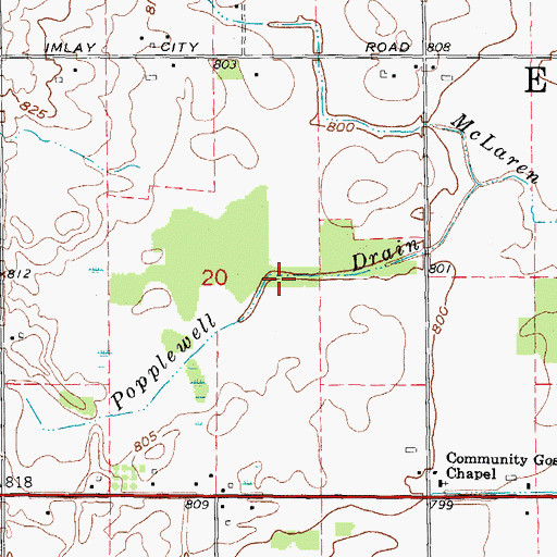 Topographic Map of Popplewell Drain, MI