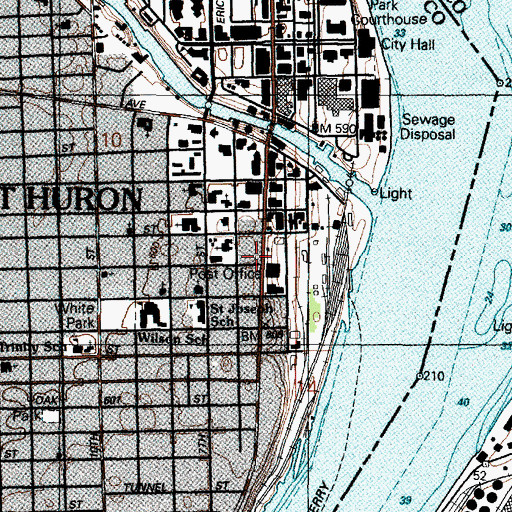 Topographic Map of Port Huron, MI