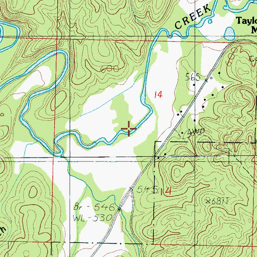 Topographic Map of Moberley Bottom, AL