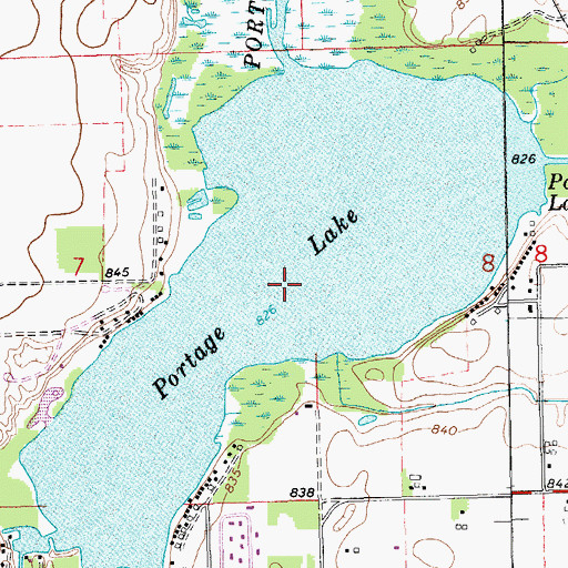 Topographic Map of Portage Lake, MI