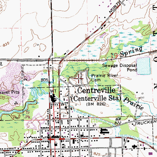 Topographic Map of Prairie River Cemetery, MI
