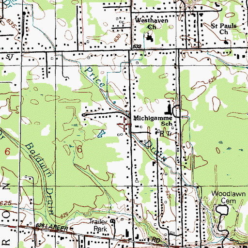 Topographic Map of Price Drain, MI