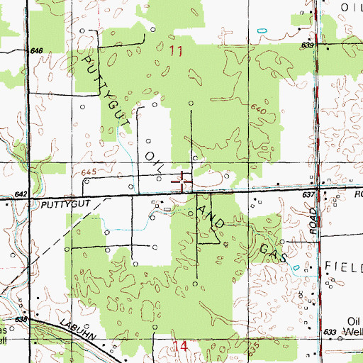 Topographic Map of Puttygut Oil and Gas Field, MI