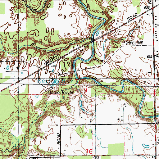 Topographic Map of Rattle Run, MI