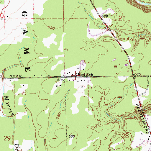 Topographic Map of Red School, MI