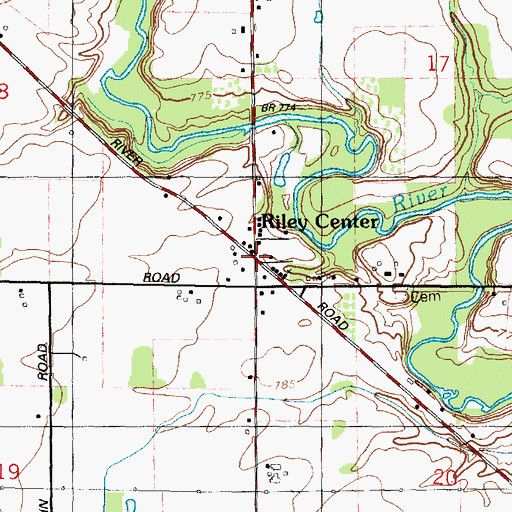 Topographic Map of Riley Center, MI