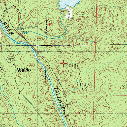 Topographic Map of Monk Creek Reservoir, AL