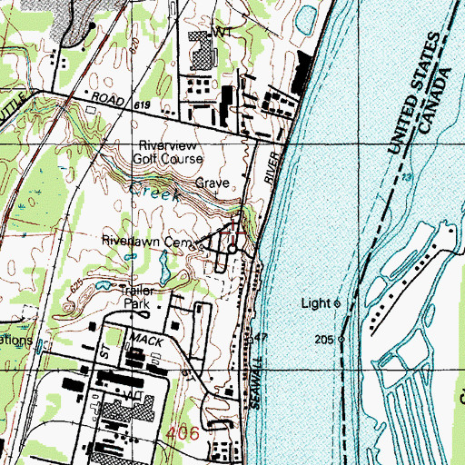 Topographic Map of Riverlawn Cemetery, MI
