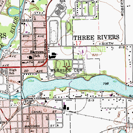 Topographic Map of Riverside Cemetery, MI