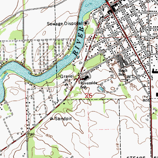 Topographic Map of Riverside School, MI