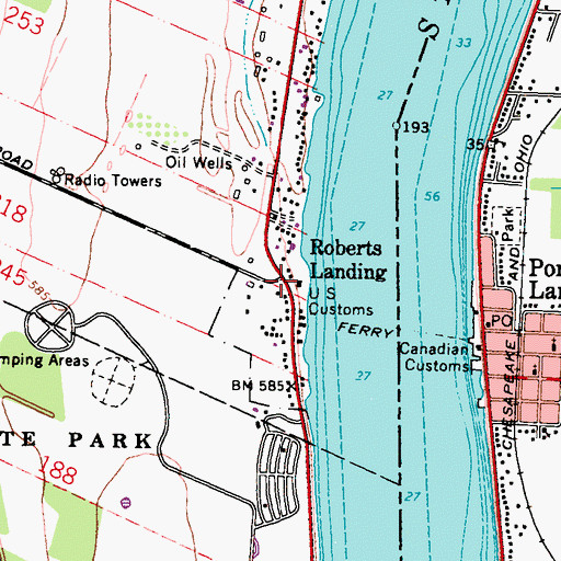 Topographic Map of Roberts Landing, MI