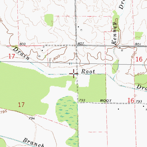 Topographic Map of Root Drain, MI