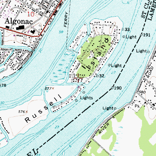 Topographic Map of Russell Island, MI