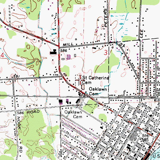 Topographic Map of Saint Catherine Cemetery, MI