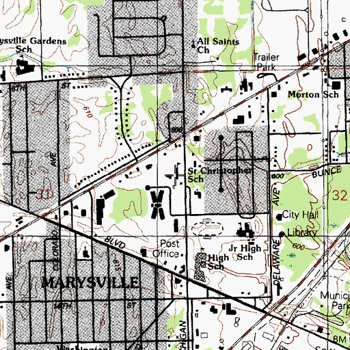 Topographic Map of Saint Christopher School, MI