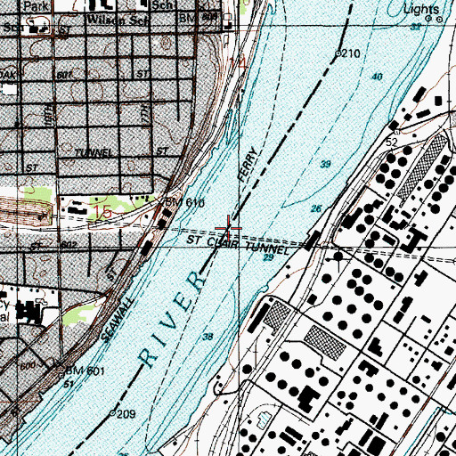 Topographic Map of Saint Clair Tunnel, MI