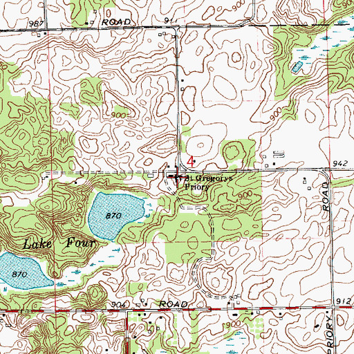 Topographic Map of Saint Gregorys Priory, MI