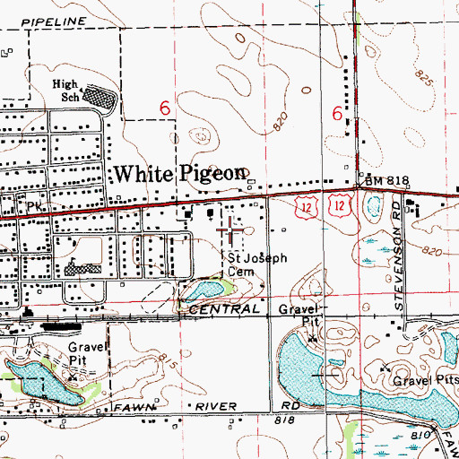 Topographic Map of Saint Joseph Cemetery, MI