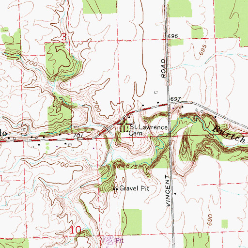 Topographic Map of Saint Lawrence Cemetery, MI