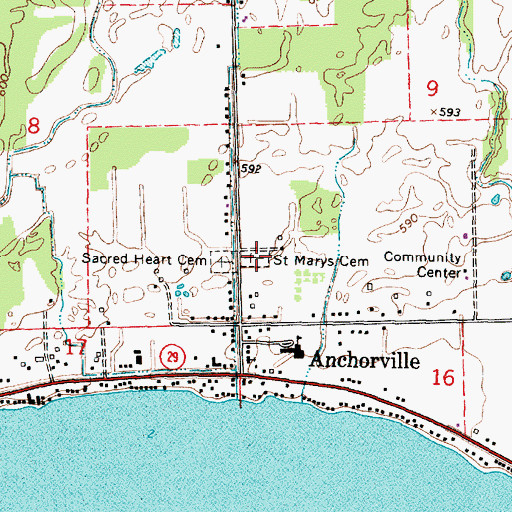 Topographic Map of Saint Marys Cemetery, MI