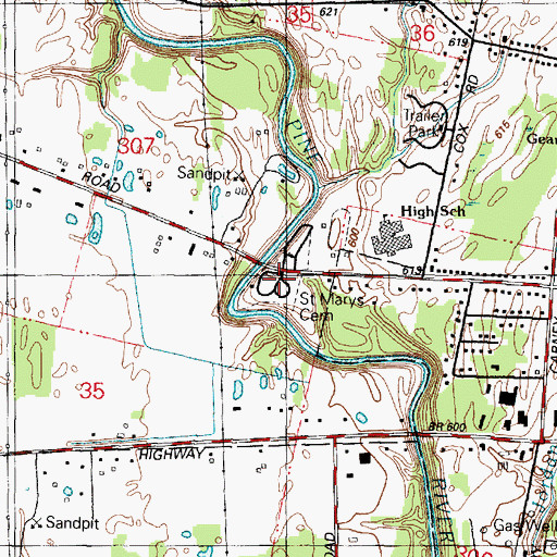Topographic Map of Saint Marys Cemetery, MI