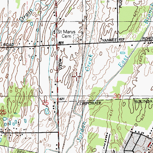 Topographic Map of Saint Marys Cemetery, MI